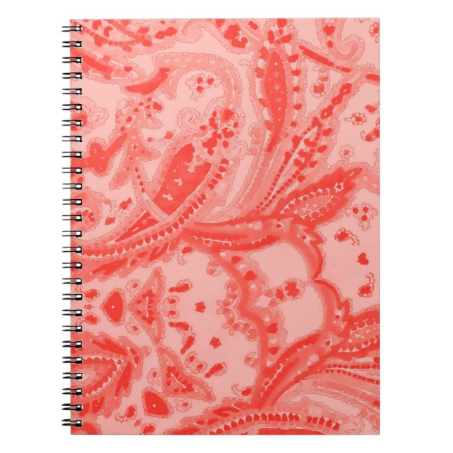 Salmon Pink Paisley Spiral Notebook (Front)