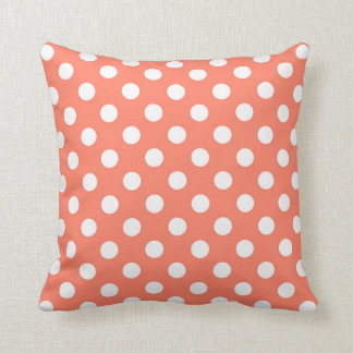 Salmon Pink Polka Dots Pillow