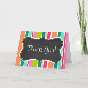 Salmon Pink & Seafoam Green; Vintage Chalkboard Thank You Card