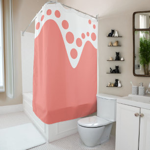 Salmon Pink soft wave and bubbles Shower Curtain
