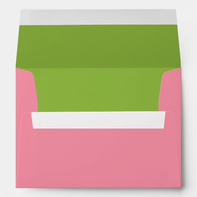 Salmon Pink Solid A7 Envelope Apple Green Liner (Back (Bottom))
