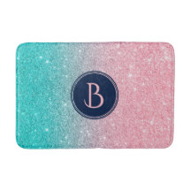 Salmon Pink & Turquoise Faux Glitter