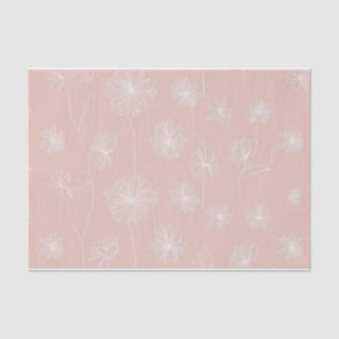 Salmon pink with a delicate white Floral vintage Tissue Paper