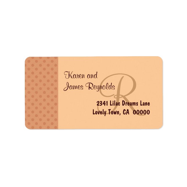 Salmon Polka Dot Pattern Monogram or Initial Label (Front)