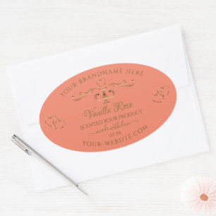 Salmon Product Labels Gold Hearts Ornate Border
