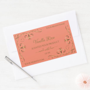 Salmon Product Labels Gold Ornate Corner Border