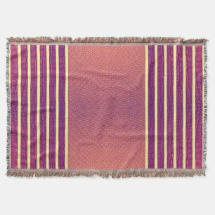 Salmon & Purple Exotic Faux Snake Leather Stripe Throw Blanket