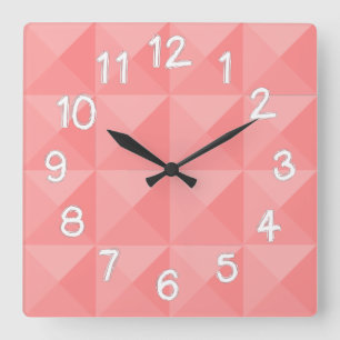 Salmon Pyramids Square Wall Clock