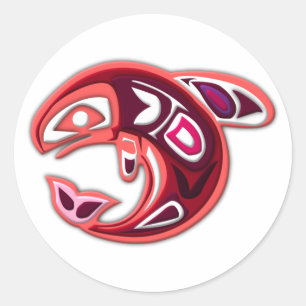 salmon salmon classic round sticker