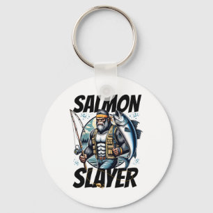 Salmon Slayer Funny Bigfoot Fishing Salmon Fish Key Ring