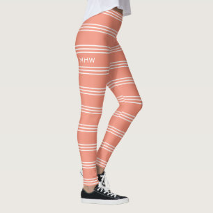 Salmon Stripes custom monogram leggings