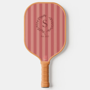Salmon Stripes Monogram Est Year Preppy Pickleball Paddle