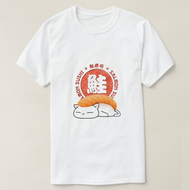 Salmon Sushi Cat T-Shirt (Design Front)