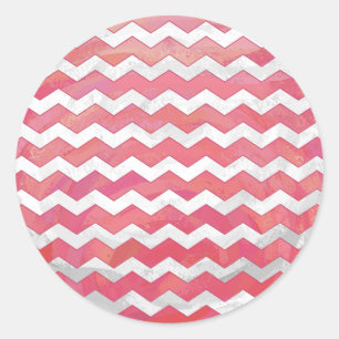 Salmon Swirl Chevron Pattern Classic Round Sticker