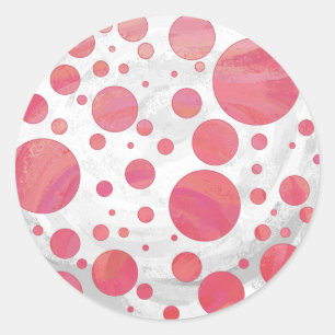 Salmon Swirl Dot Pattern Classic Round Sticker