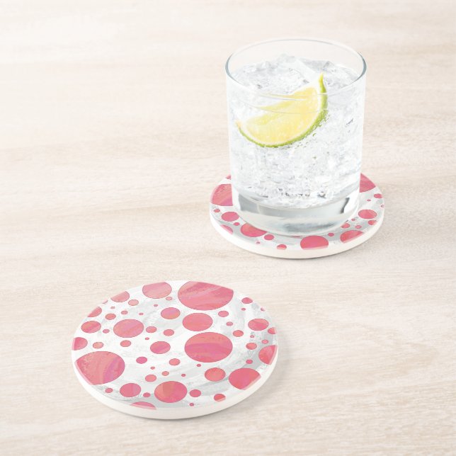 Salmon Swirl Dot Pattern Coaster (Side)
