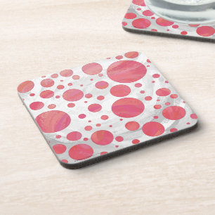 Salmon Swirl Dot Pattern Coaster
