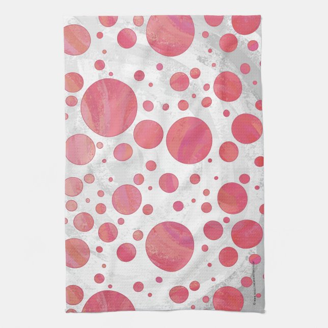 Salmon Swirl Dot Pattern Tea Towel (Vertical)