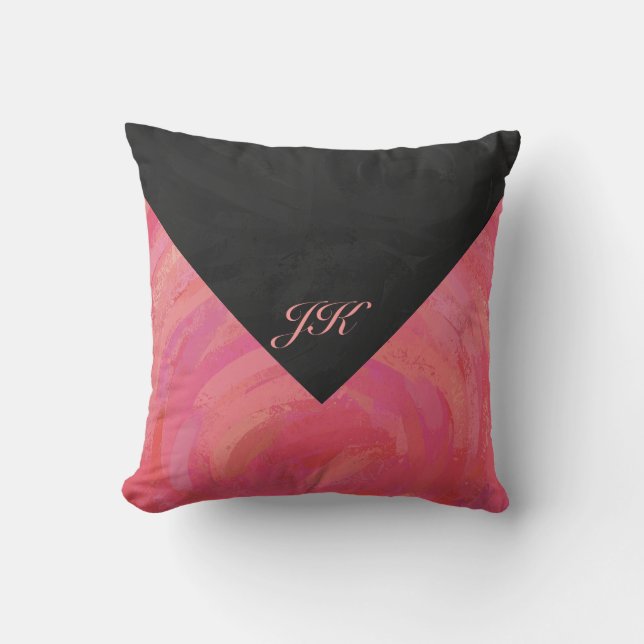 Salmon Swirl Monogram Cushion (Front)