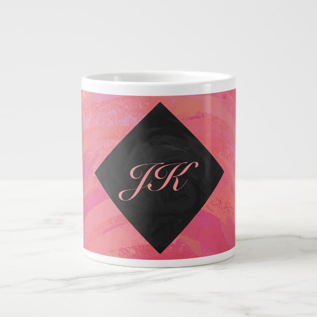 Salmon Swirl Monogram Large Coffee Mug (Front)