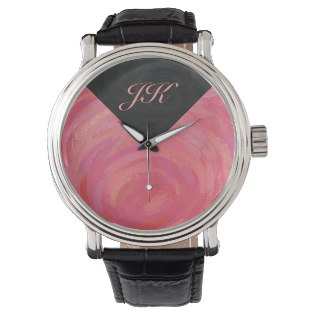 Salmon Swirl Monogram Watch (Front)