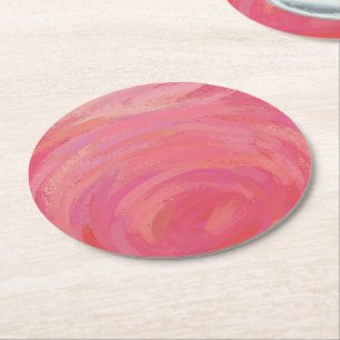 Salmon Swirl Round Paper Coaster