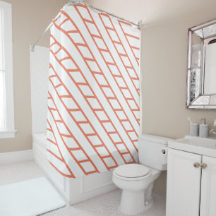 Salmon thin lines stripes Pattern Shower Curtain