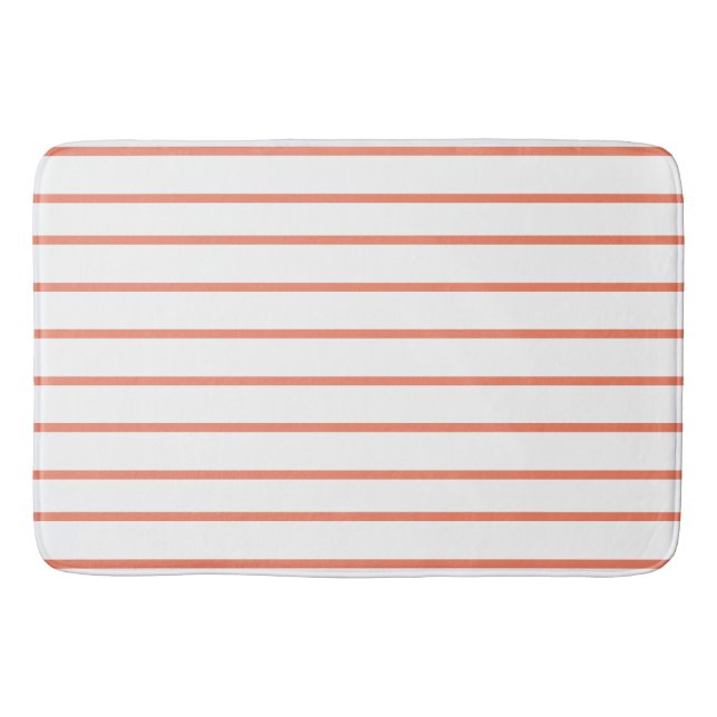 Salmon thin stripe pattern bath mat (Front)