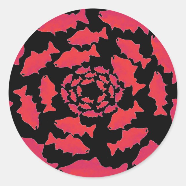 Salmon wear Red Classic Round Sticker (Front)