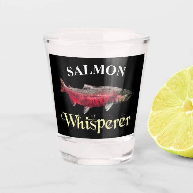 Salmon Whisperer Dark Shot Glass (Front)