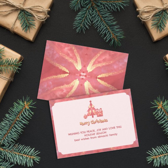 salmon winter christmas wish sunburtst mandala card (Creator Uploaded)