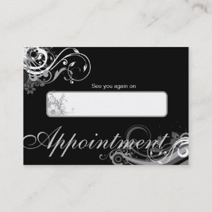 Salon Appointment Card Spa Floral Swirls Black