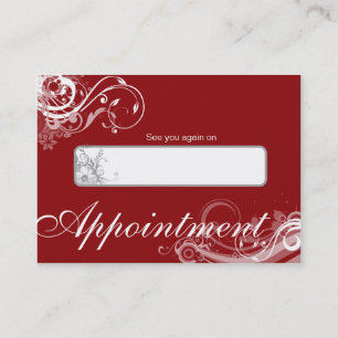 Salon Appointment Card Spa Floral Swirls Red