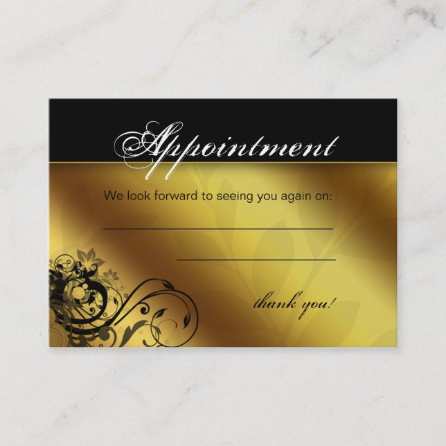Salon Appointment Card Spa Gold Floral Butterfly (Front)