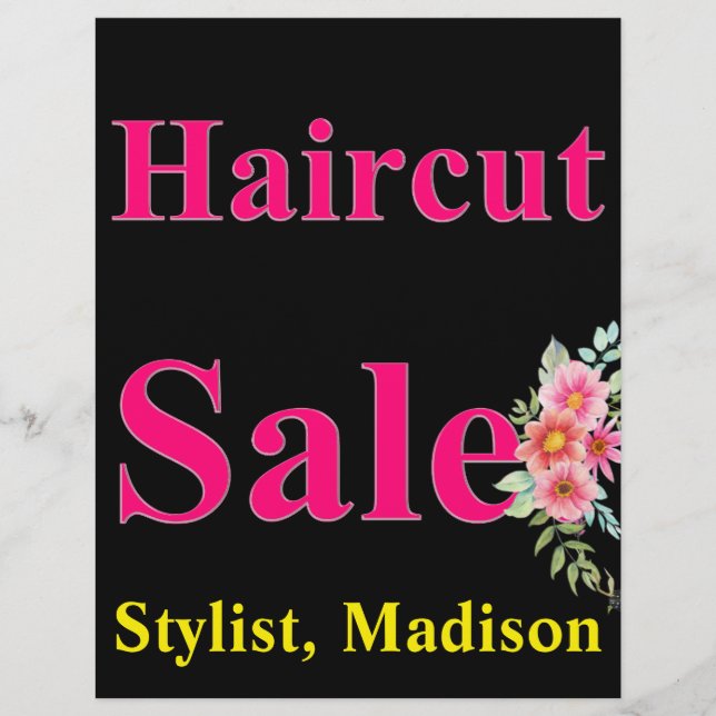 Salon Barber Haircut Sale Posters Promotional Flye Flyer (Front)
