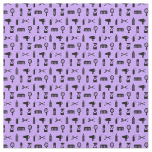 Salon & Barber Hairdresser Pattern CUSTOM BG COLOR Fabric