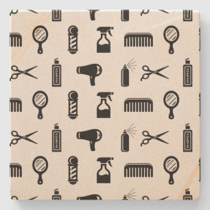 Salon & Barber Hairdresser Pattern CUSTOM COLOR Stone Coaster
