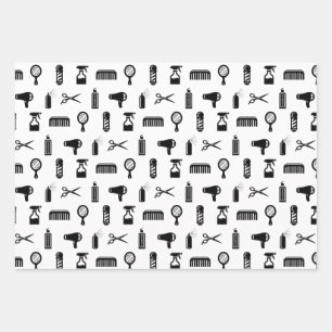 Salon & Barber Hairdresser Pattern CUSTOM COLOR Wrapping Paper Sheet