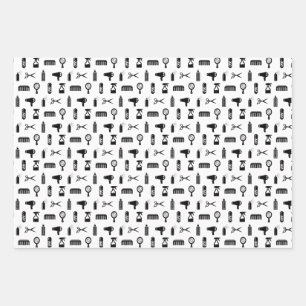 Salon & Barber Hairdresser Pattern CUSTOM COLOR Wrapping Paper Sheet