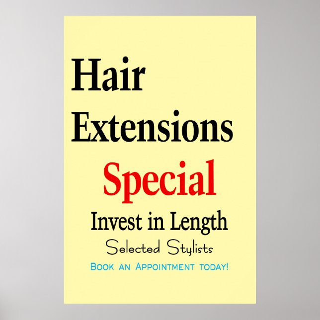 Salon Barbershop Poster Hair Extensions Length (Front)