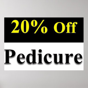Salon Barbershop Posters 20% Off Pedicure Black