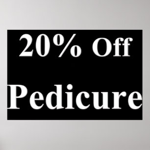Salon Barbershop Posters 20% Off Pedicure Black