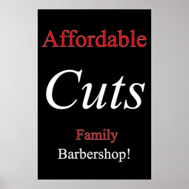 Salon Barbershop Posters Affordable Cuts Family (Front)