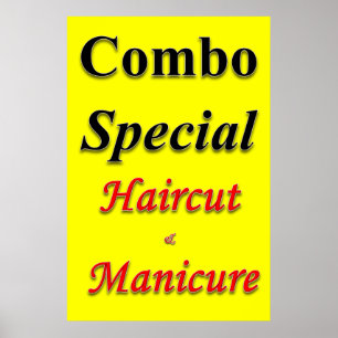 Salon Barbershop Posters Combo Haircut & Manicure