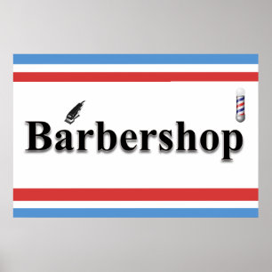 Salon Barbershop Sign Posters Barber Pole Clippers
