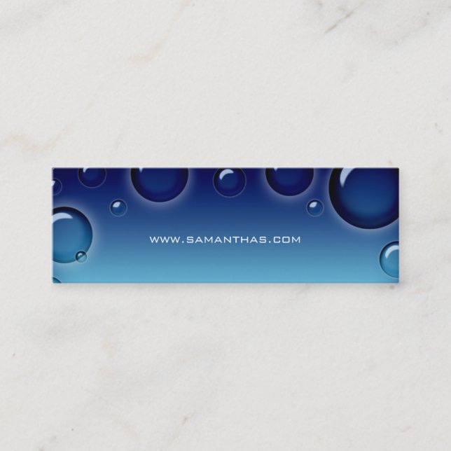 Salon Bookmark Spa bubbles blue Mini Business Card (Front)