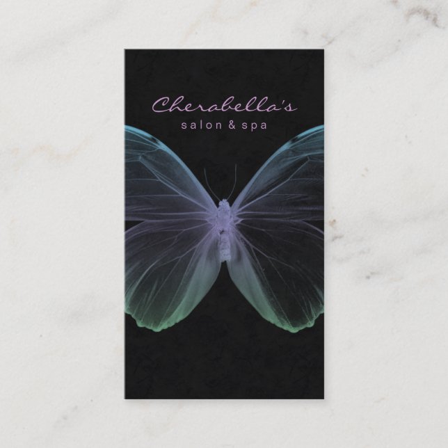 Salon Business Card Spa Butterfly Blue Purple (Front)