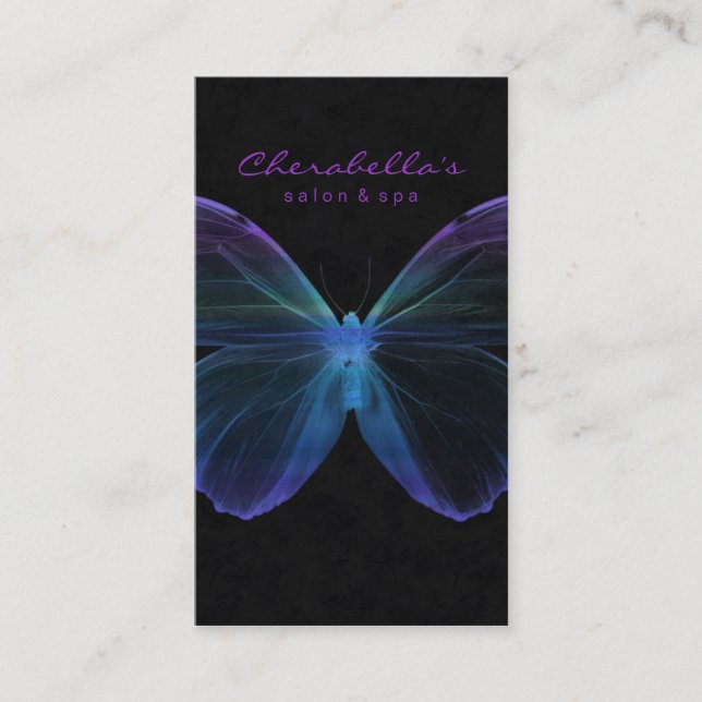 Salon Business Card Spa Butterfly Blue Purple Grn (Front)