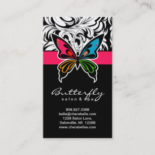 Salon Business Cards Spa Butterfly Colourful Pink