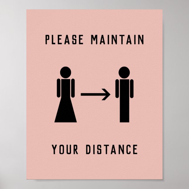 Salon Business Covid Physical Distancing Pink Poster (Front)